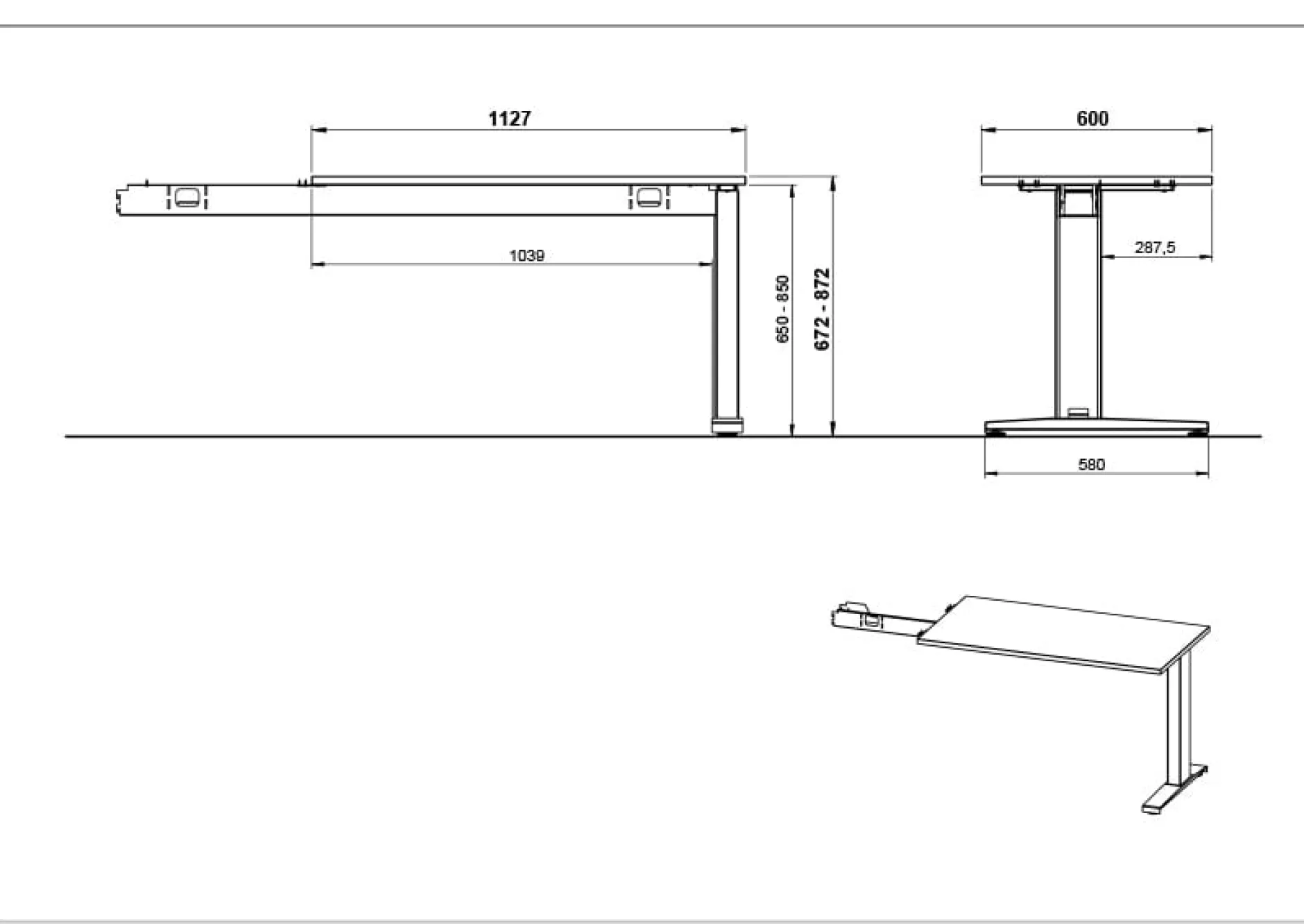 Aanbouwtafel Ergonoma Lichtgrijs^Huisenthuis Clearance