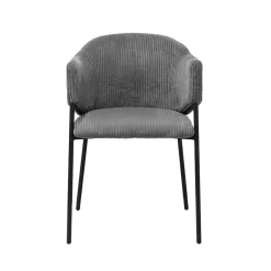 Armstoel Vieve Donkergrijs Ribstof – Set van 2^Huisenthuis Online