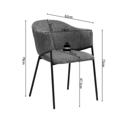 Armstoel Vieve Donkergrijs Ribstof – Set van 2^Huisenthuis Online