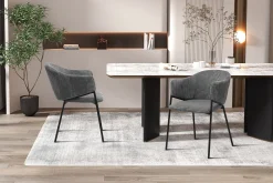 Armstoel Vieve Donkergrijs Ribstof – Set van 2^Huisenthuis Online