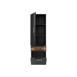 Badkamer kolomkast Ilse Antraciet Walnoot Curve^Huisenthuis Sale