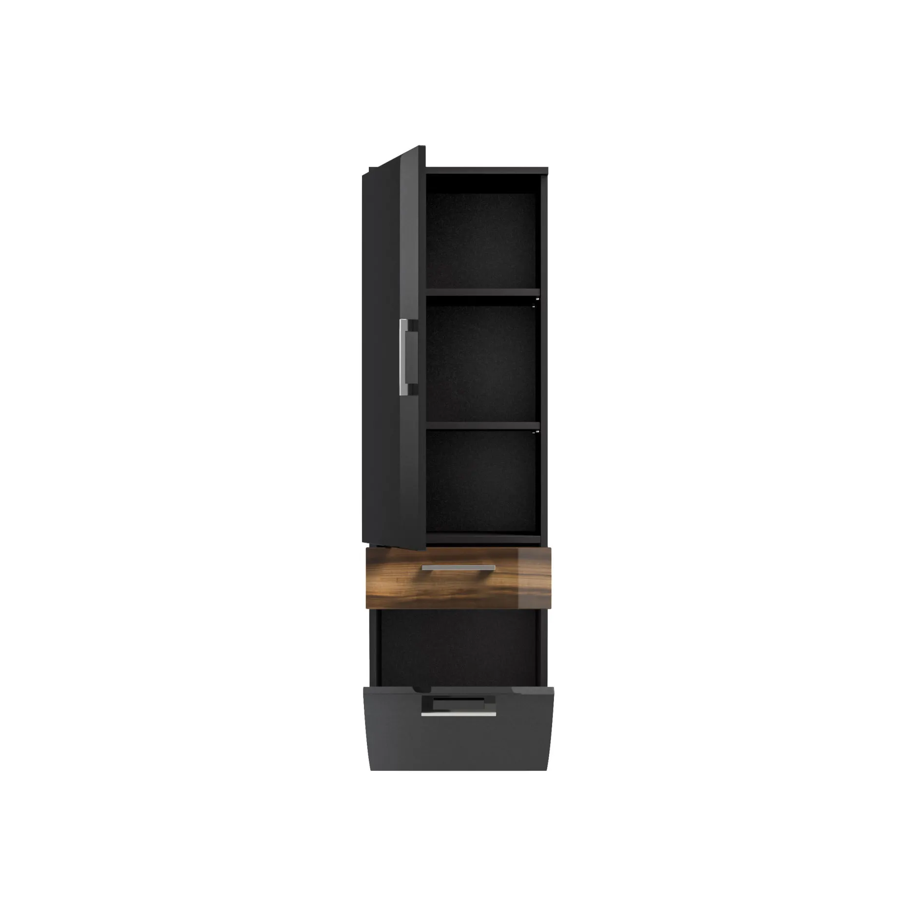 Badkamer kolomkast Ilse Antraciet Walnoot Curve^Huisenthuis Sale