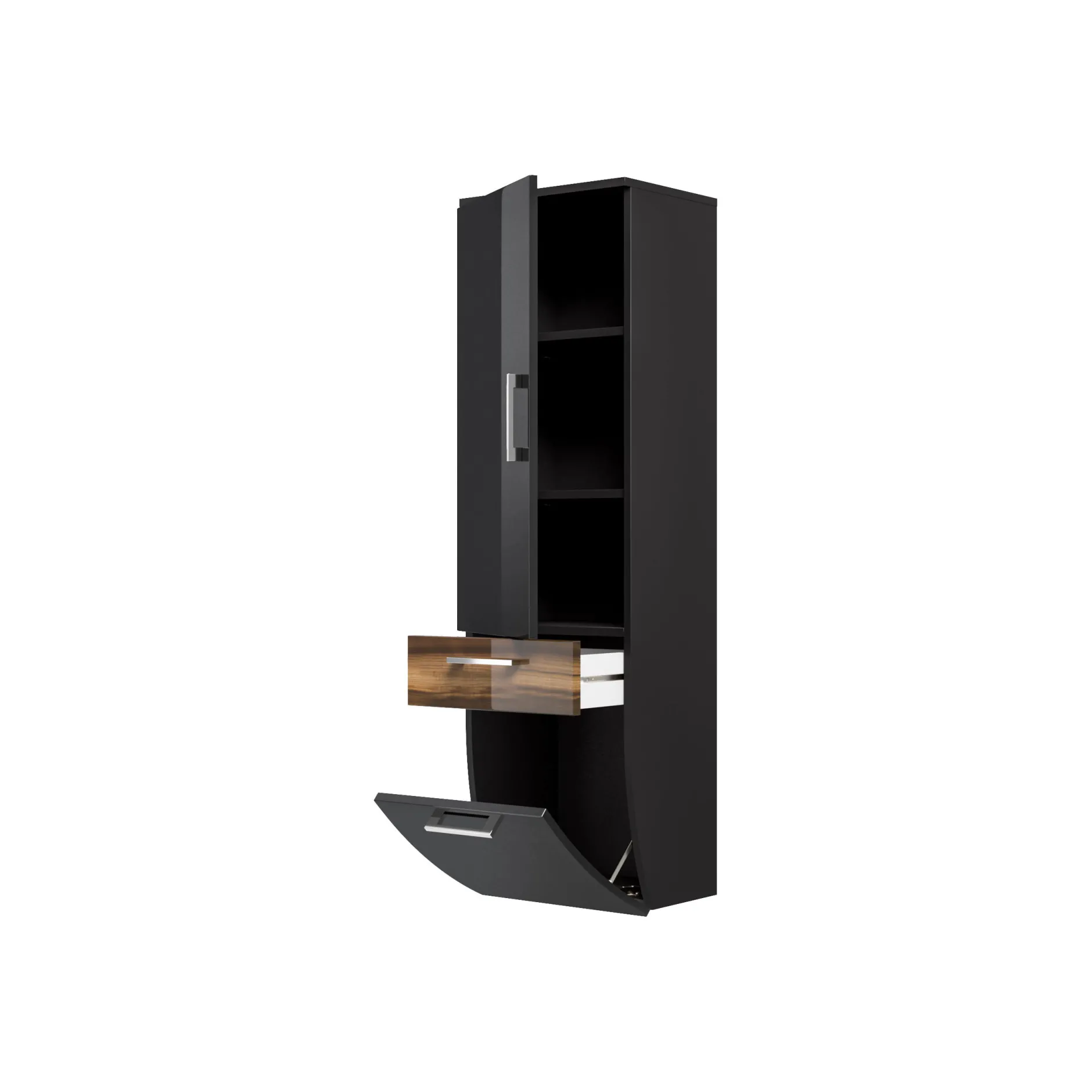 Badkamer kolomkast Ilse Antraciet Walnoot Curve^Huisenthuis Sale