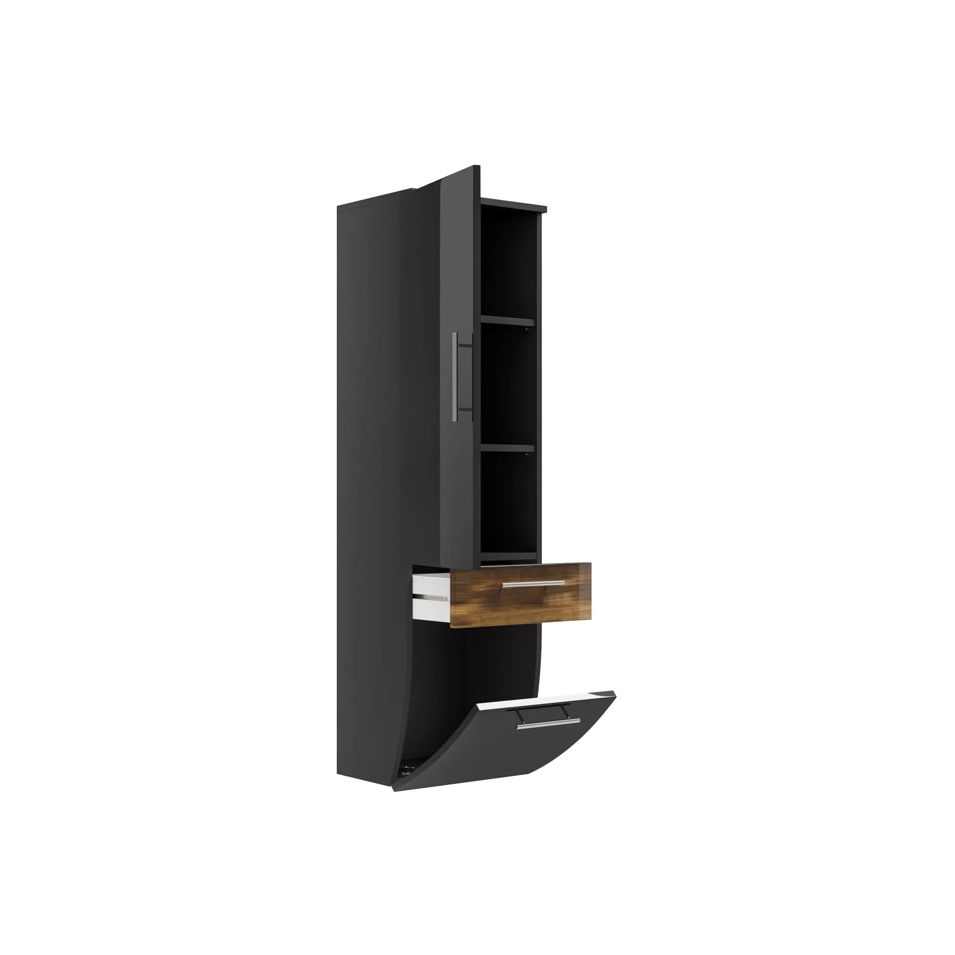 Badkamer kolomkast Milan Antraciet Walnoot^Huisenthuis Online