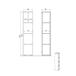 Badkamer Kolomkast Philip Grafiet-Zilver 144 cm^Huisenthuis Best