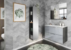 Badkamer Kolomkast Philip Grafiet-Zilver 144 cm^Huisenthuis Best