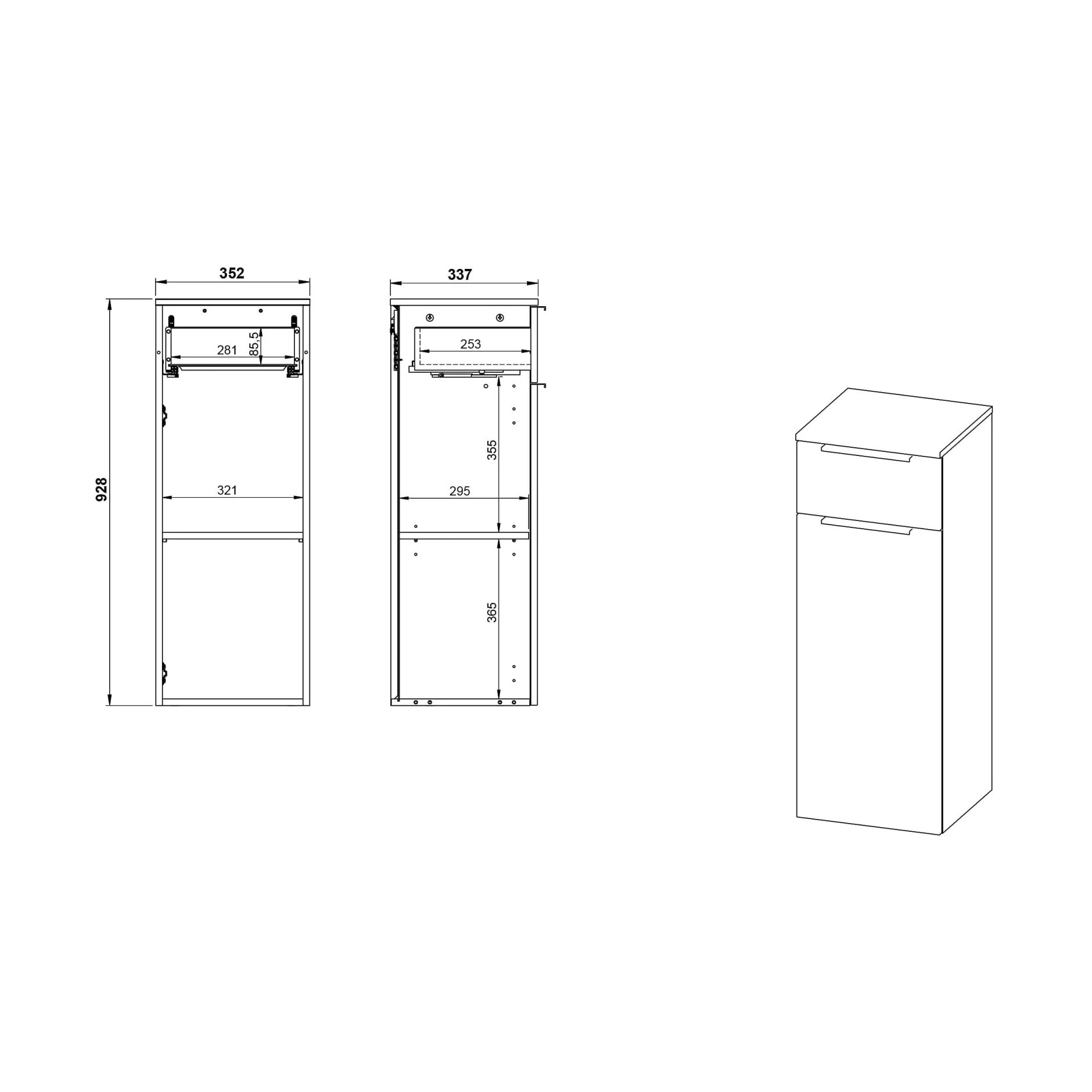 Badkamer Kolomkast Waldorf Grafiet 93 cm^Huisenthuis