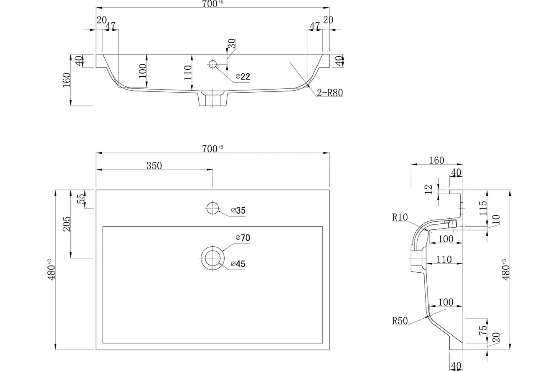 Badmeubel Dallas 70 cm^Huisenthuis Hot