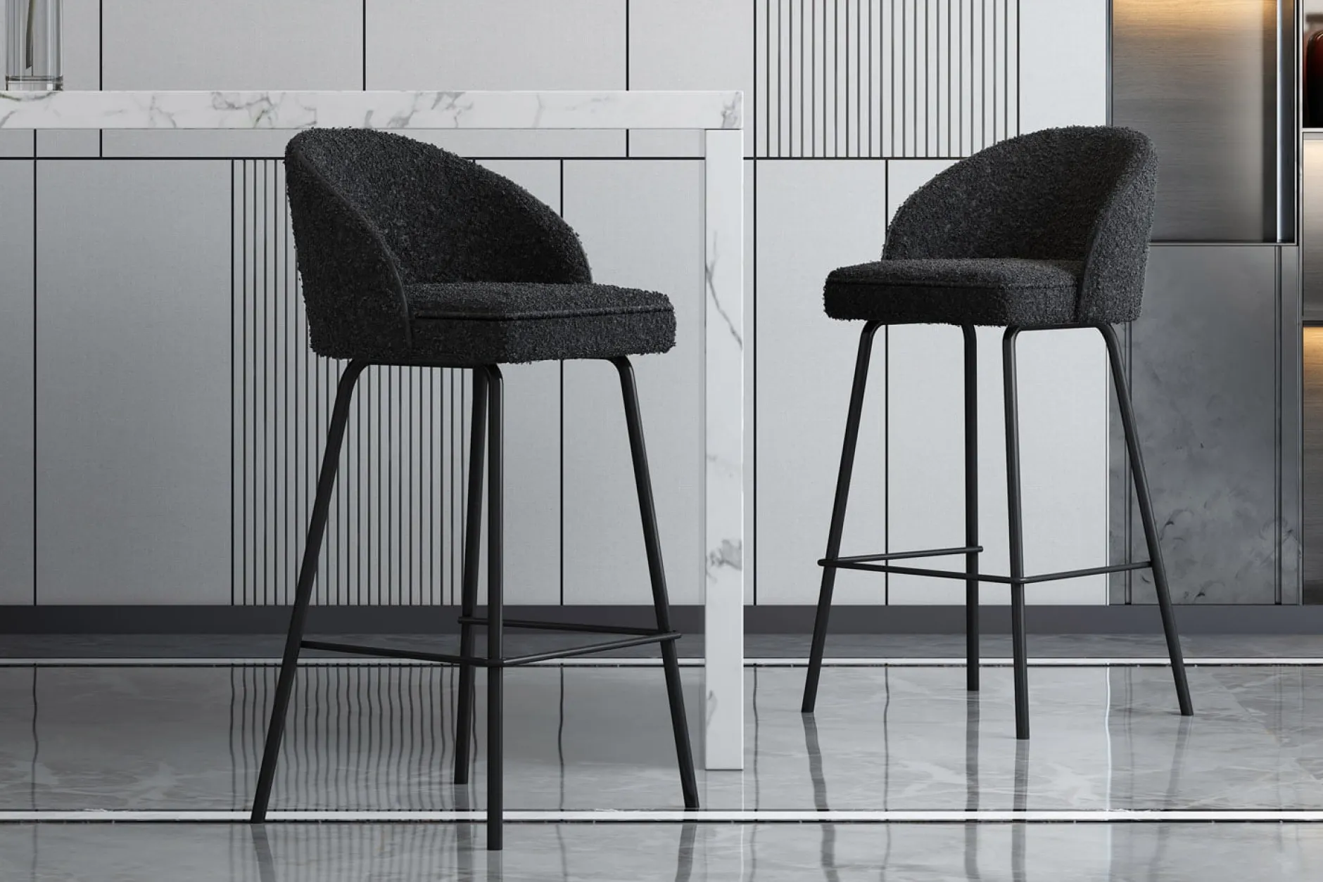 Barkruk Riley Bouclé – Set van 2^Huisenthuis Best