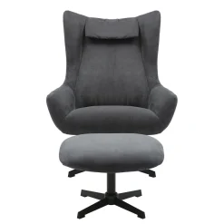 Fauteuil en poef Siem Grijs^Huisenthuis Hot
