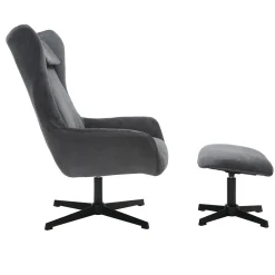 Fauteuil en poef Siem Grijs^Huisenthuis Hot