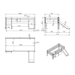 Halfhoogslaper Charlie Grenen 90×200 cm – Met ladder en glijbaan^Huisenthuis Sale