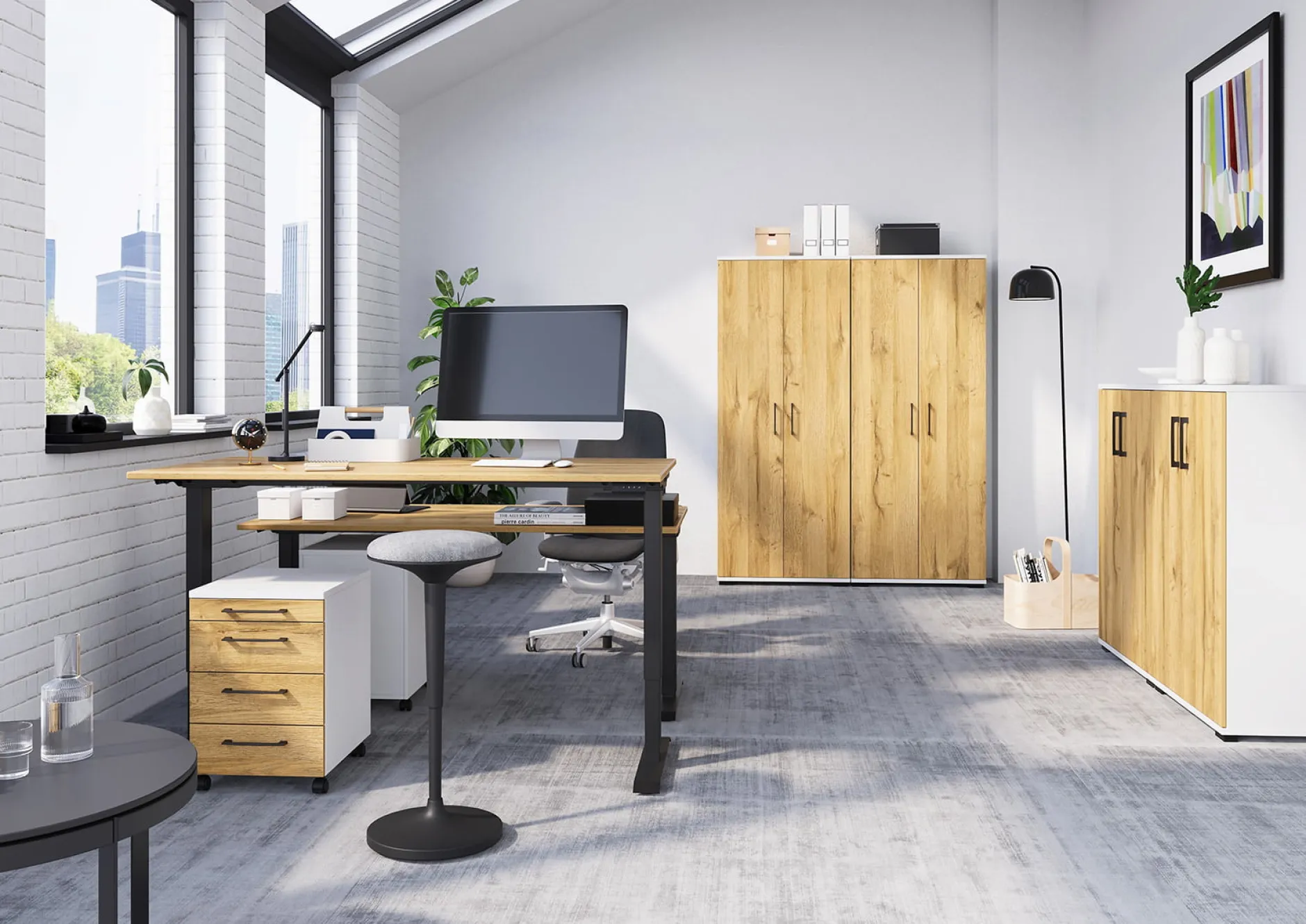 Hoge dichte kantoorkast Discovery Eiken Wit^Huisenthuis Online