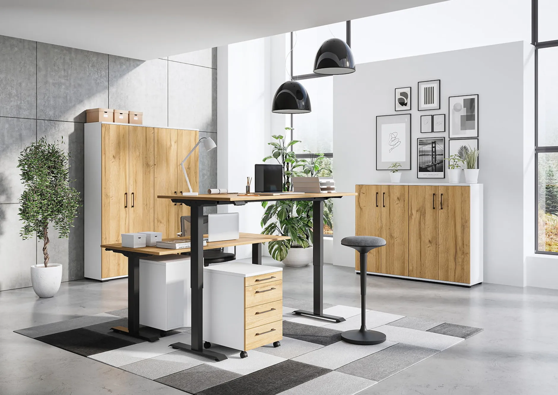 Hoge dichte kantoorkast Discovery Eiken Wit^Huisenthuis Online