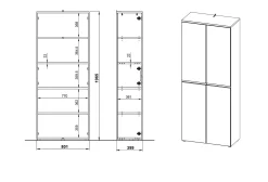 Hoge kantoorkast Chicago 197 cm^Huisenthuis Sale
