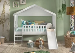 Huisbed Alix Wit 90×200 cm – Met ladder en glijbaan^Huisenthuis Outlet