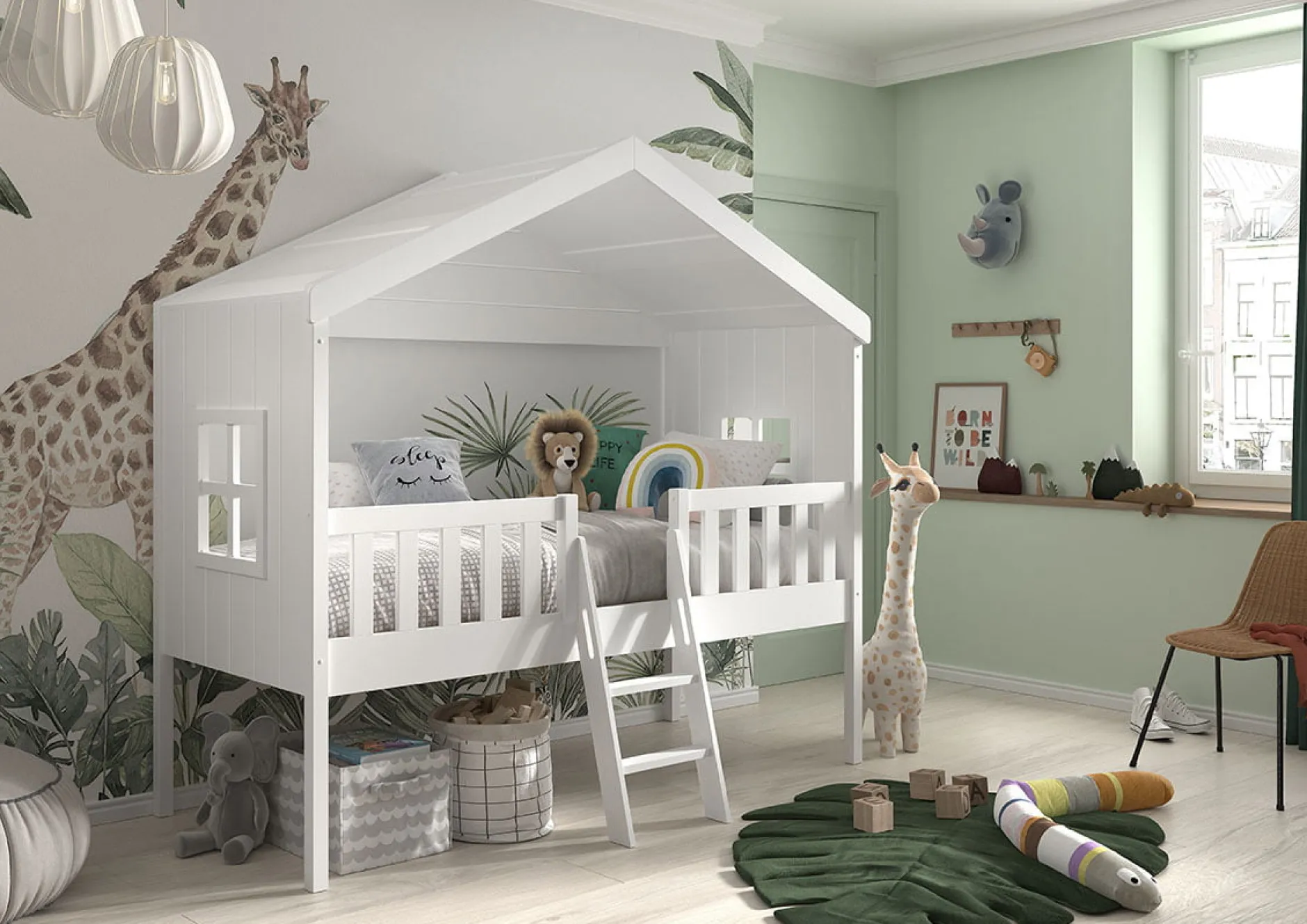 Huisbed Alix Wit 90×200 cm – Met ladder^Huisenthuis New