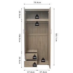 Kledingkast Jean 2-deurs – Spiegel^Huisenthuis Online