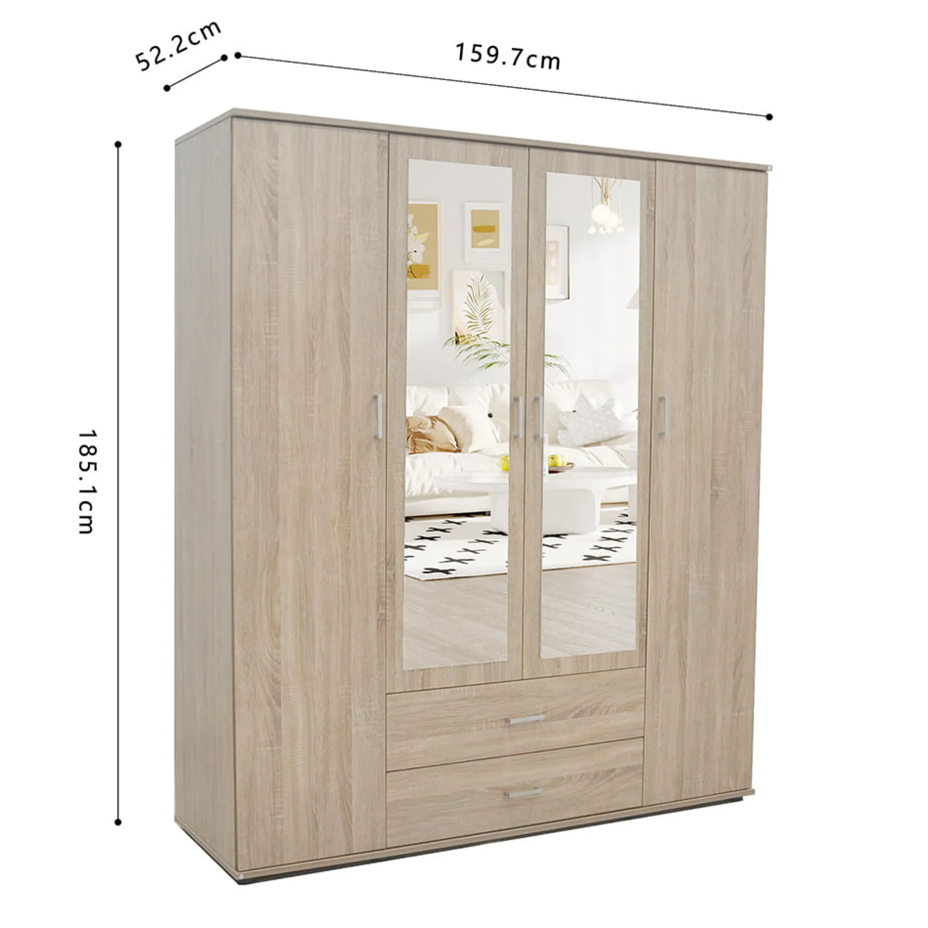 Kledingkast Jean 4-deurs – Spiegel^Huisenthuis Best