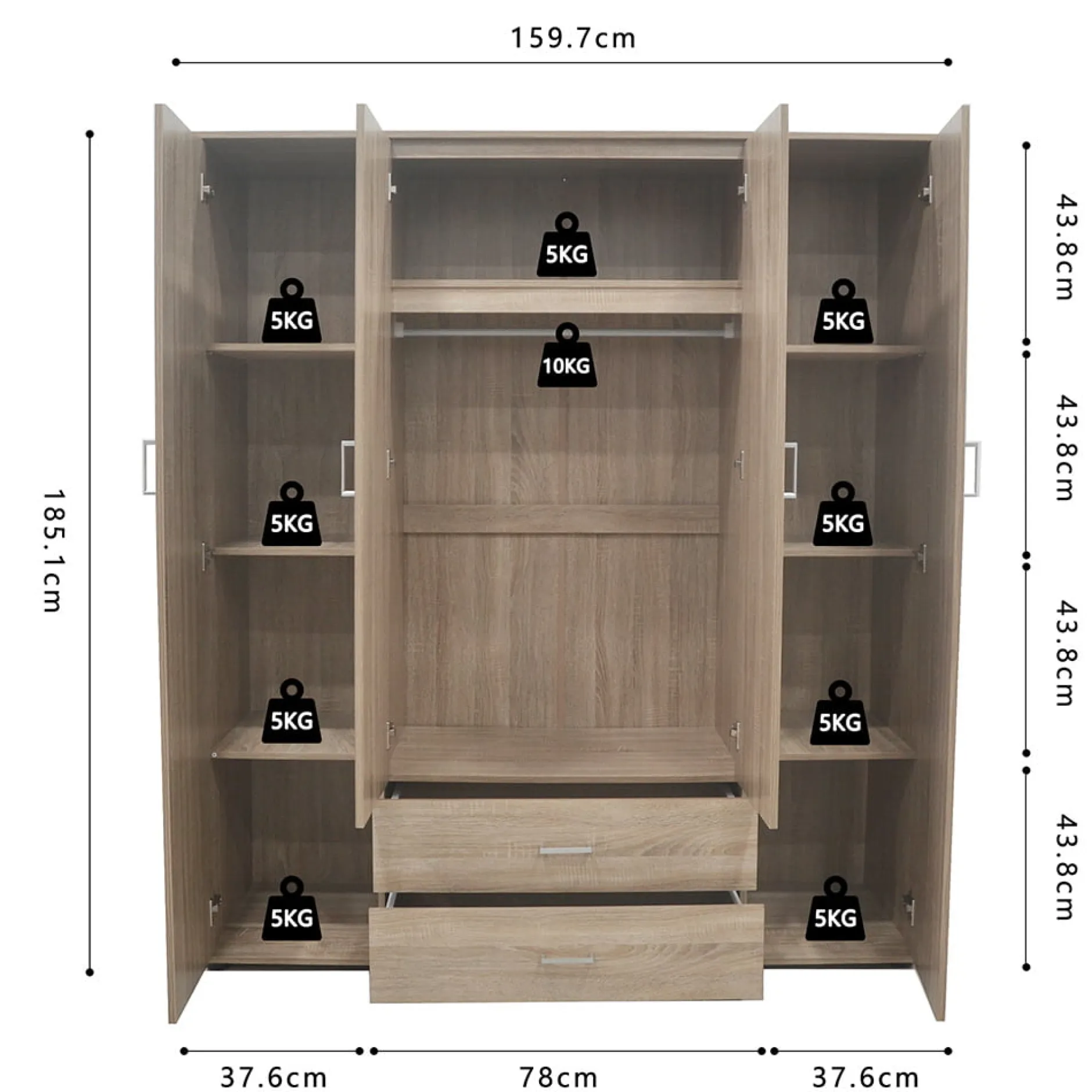 Kledingkast Jean 4-deurs – Spiegel^Huisenthuis Best