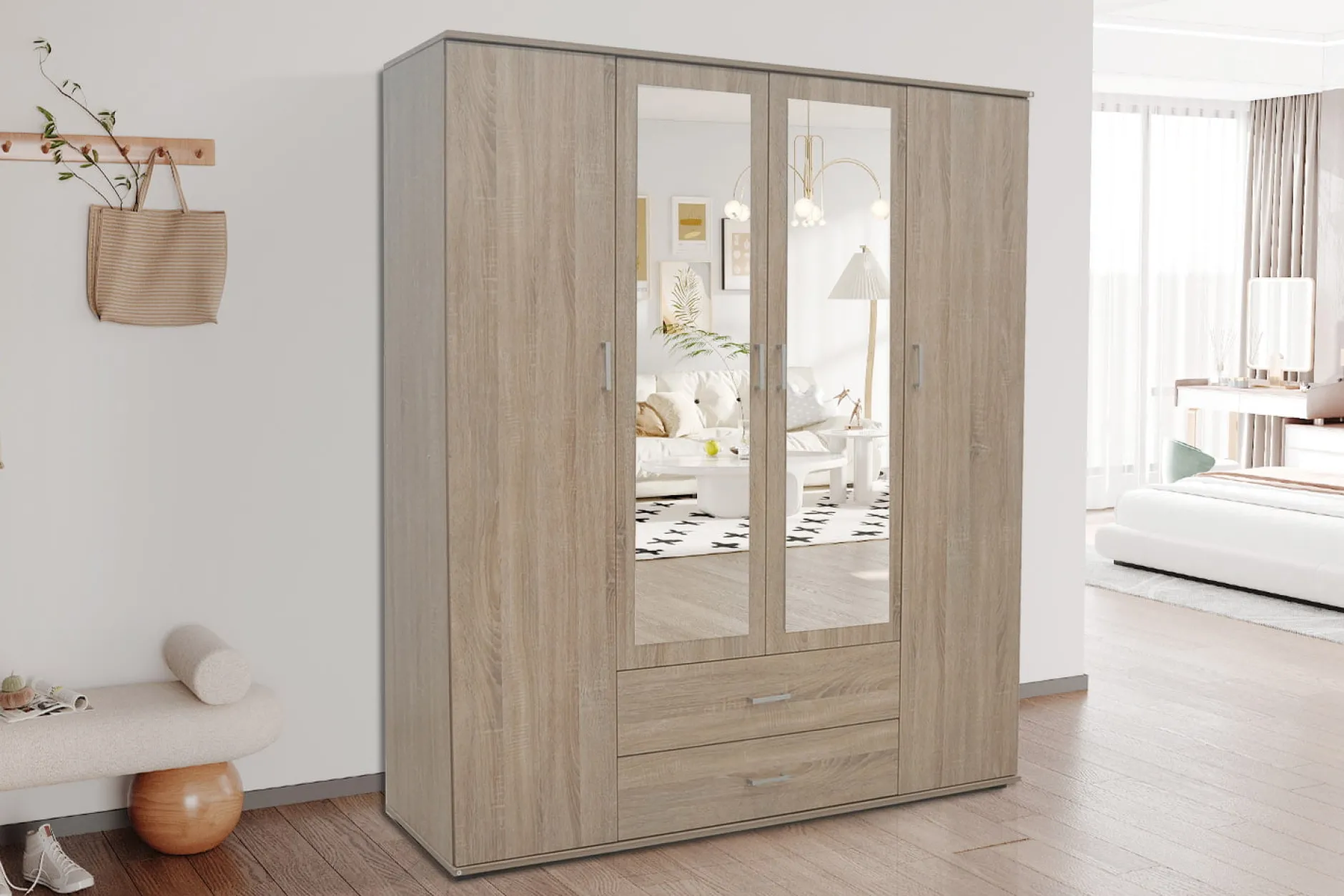 Kledingkast Jean 4-deurs – Spiegel^Huisenthuis Best