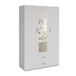 Kledingkast Jean 3-deurs Wit – Spiegel^Huisenthuis Clearance