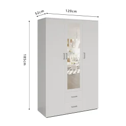 Kledingkast Jean 3-deurs Wit – Spiegel^Huisenthuis Clearance