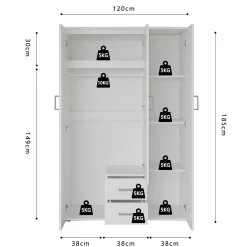 Kledingkast Jean 3-deurs Wit – Spiegel^Huisenthuis Clearance