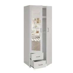 Kledingkast Jean 2-deurs Wit – Spiegel^Huisenthuis Best