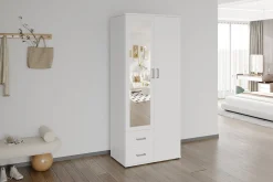 Kledingkast Jean 2-deurs Wit – Spiegel^Huisenthuis Best