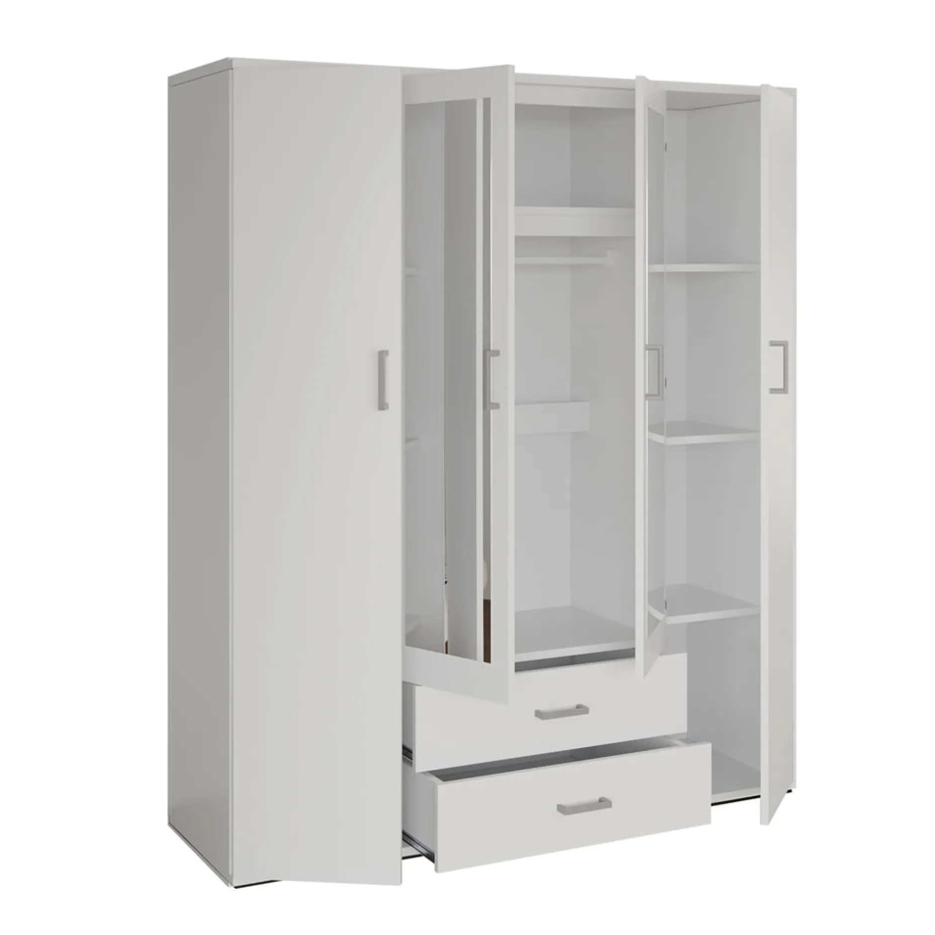 Kledingkast Jean 4-deurs Wit – Spiegel^Huisenthuis Best