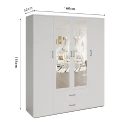 Kledingkast Jean 4-deurs Wit – Spiegel^Huisenthuis Best