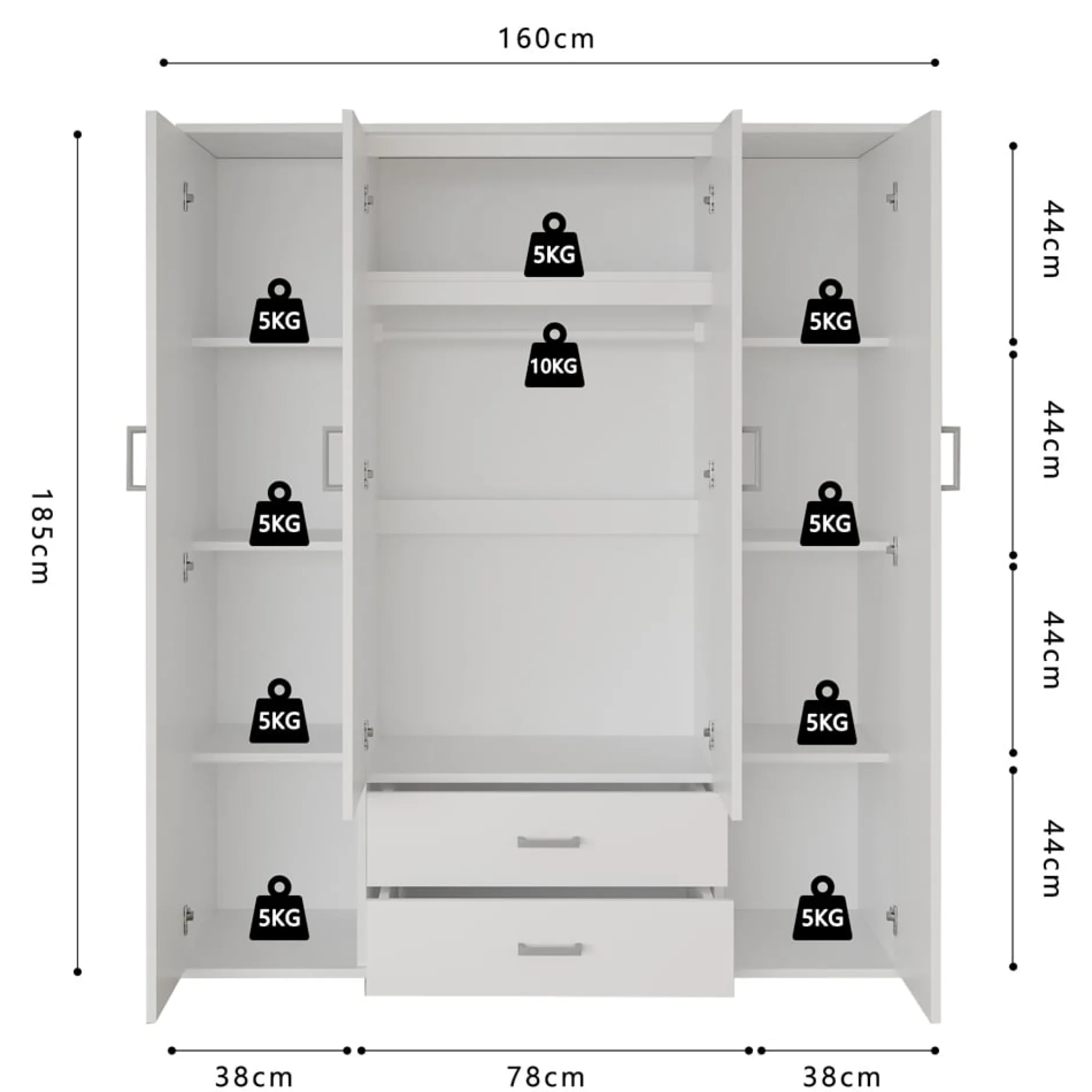Kledingkast Jean 4-deurs Wit – Spiegel^Huisenthuis Best