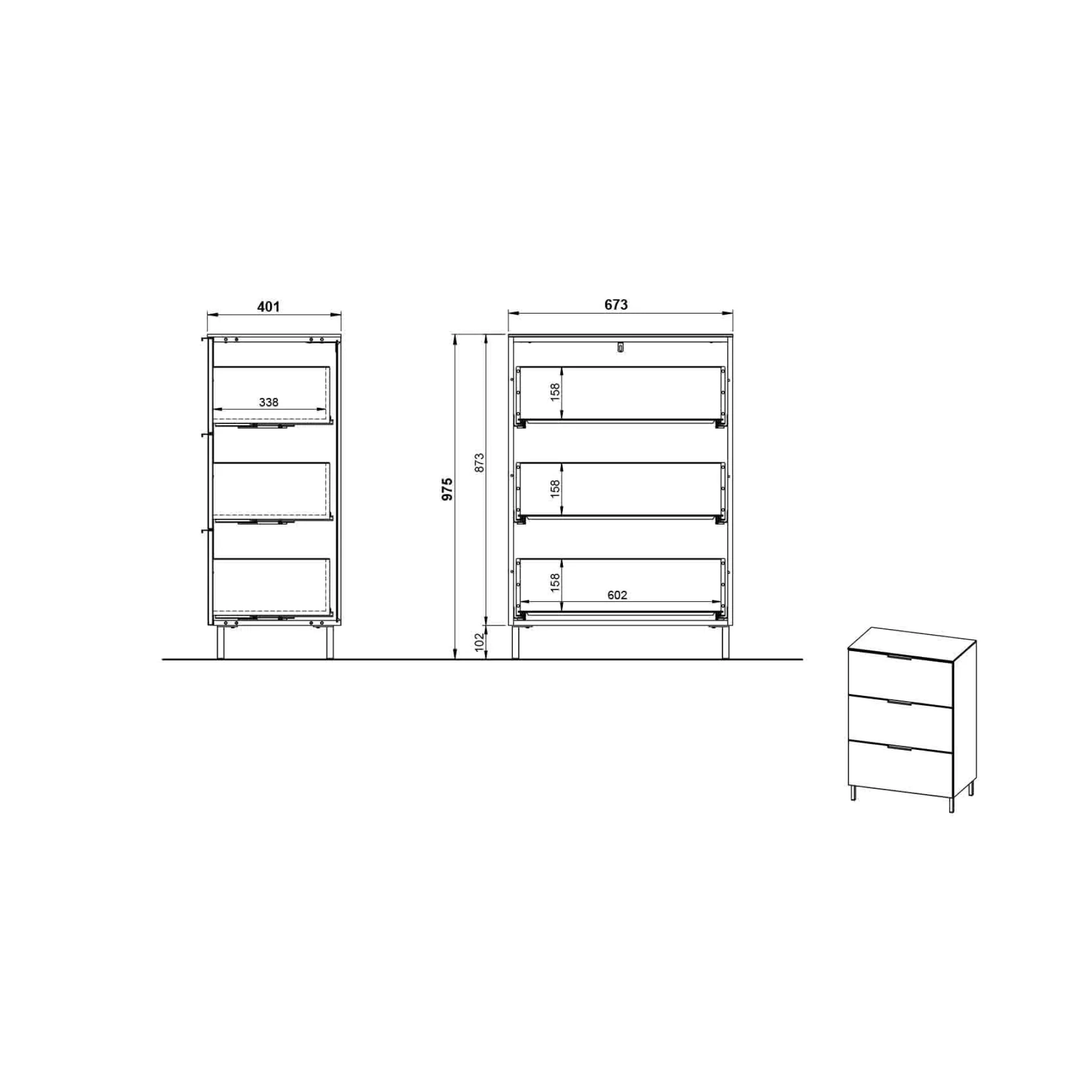 Ladekast Amalfi Grafiet-Eiken^Huisenthuis Discount