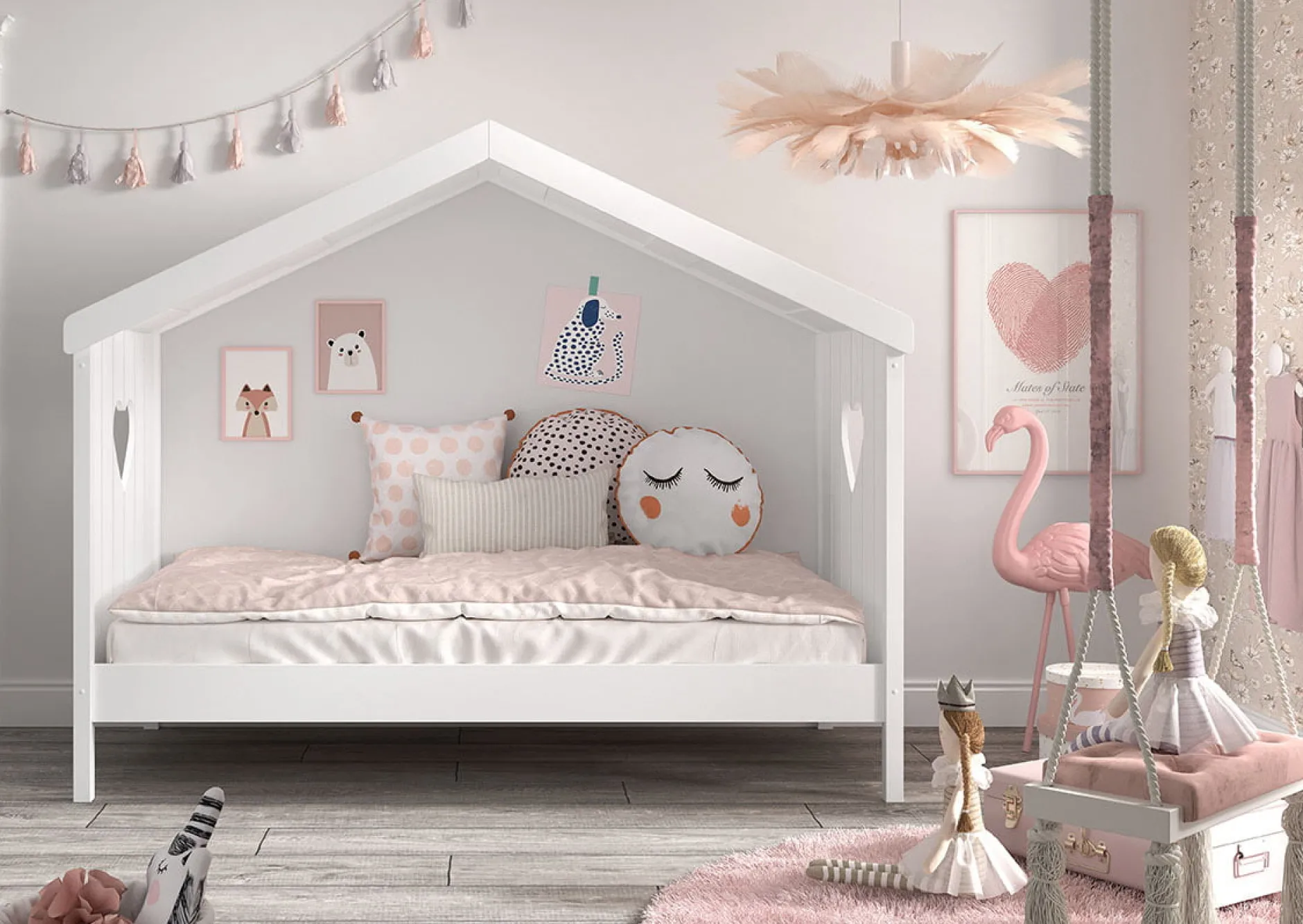 Open Huisbed Fenna Wit 90×200 cm^Huisenthuis Online