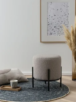 Poef Mia -Zwart Bouclé^Huisenthuis New