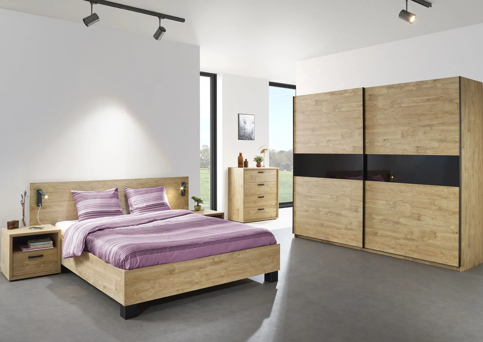 Schuifdeurkast Livia 200 cm Eiken^Huisenthuis Outlet