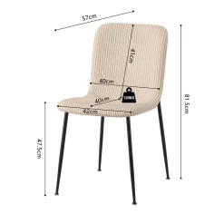 Stoel James Beige Ribstof – Set van 2^Huisenthuis Online