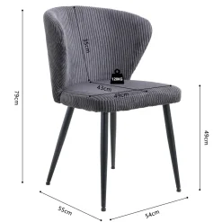 Stoel Marthe Grijs Ribstof – Set van 2^Huisenthuis Online