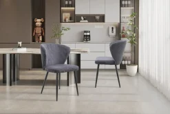 Stoel Marthe Grijs Ribstof – Set van 2^Huisenthuis Online