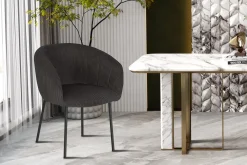 Stoel Pia Grijs Ribstof – Set van 2^Huisenthuis Discount