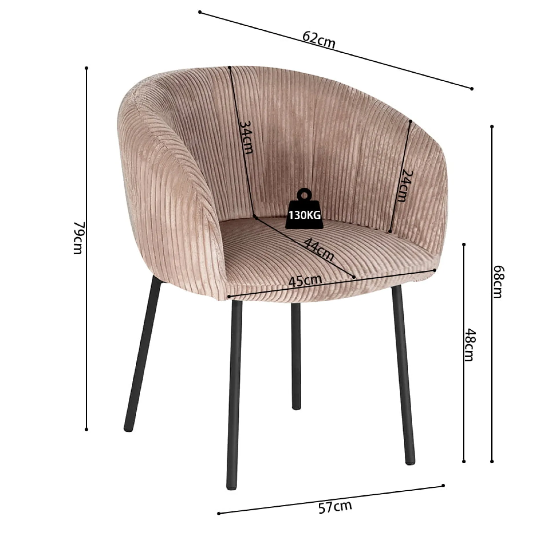 Stoel Pia Zand Ribstof – Set van 2^Huisenthuis Hot