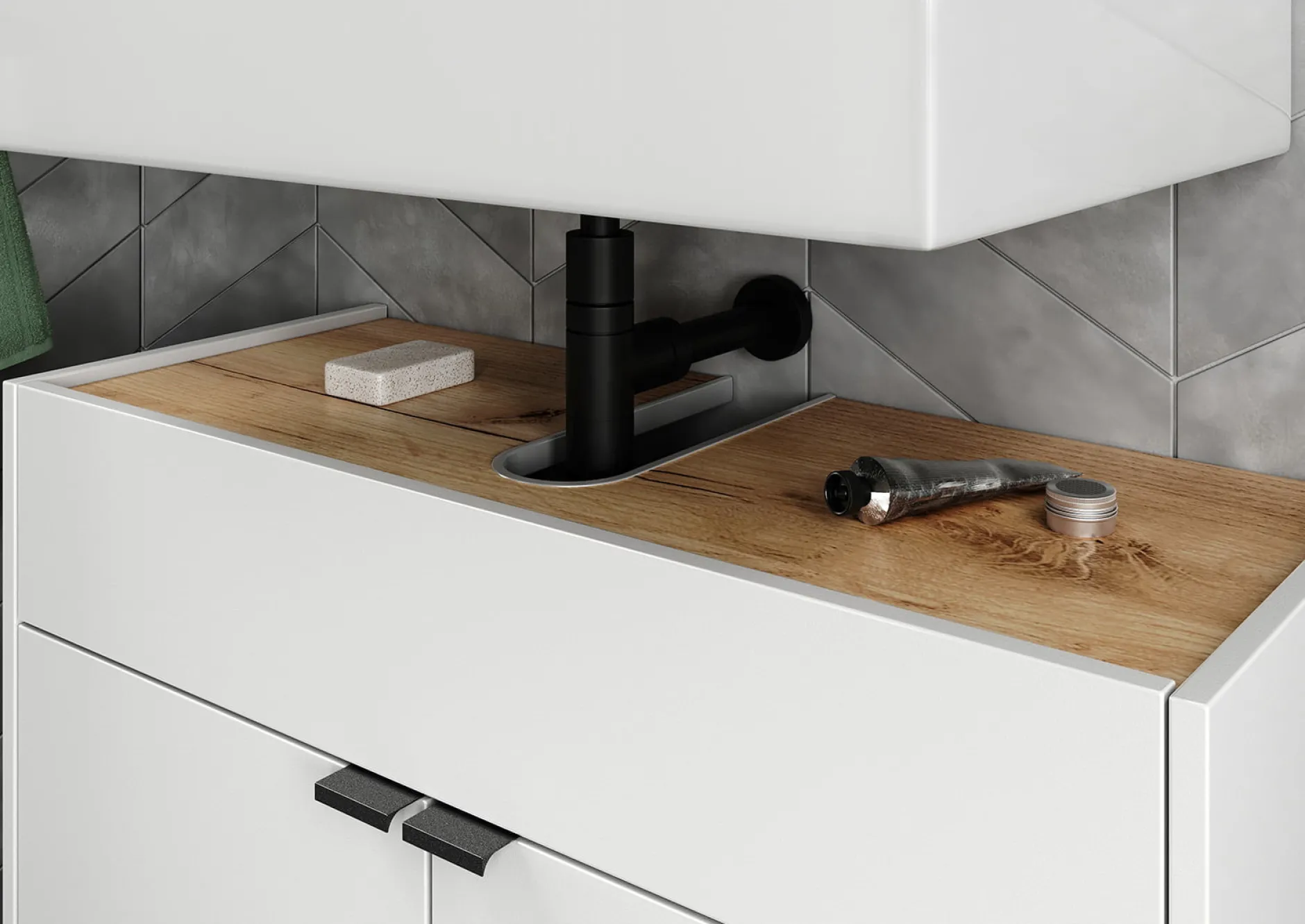 Wastafelkast Sicilia Wit Eiken^Huisenthuis