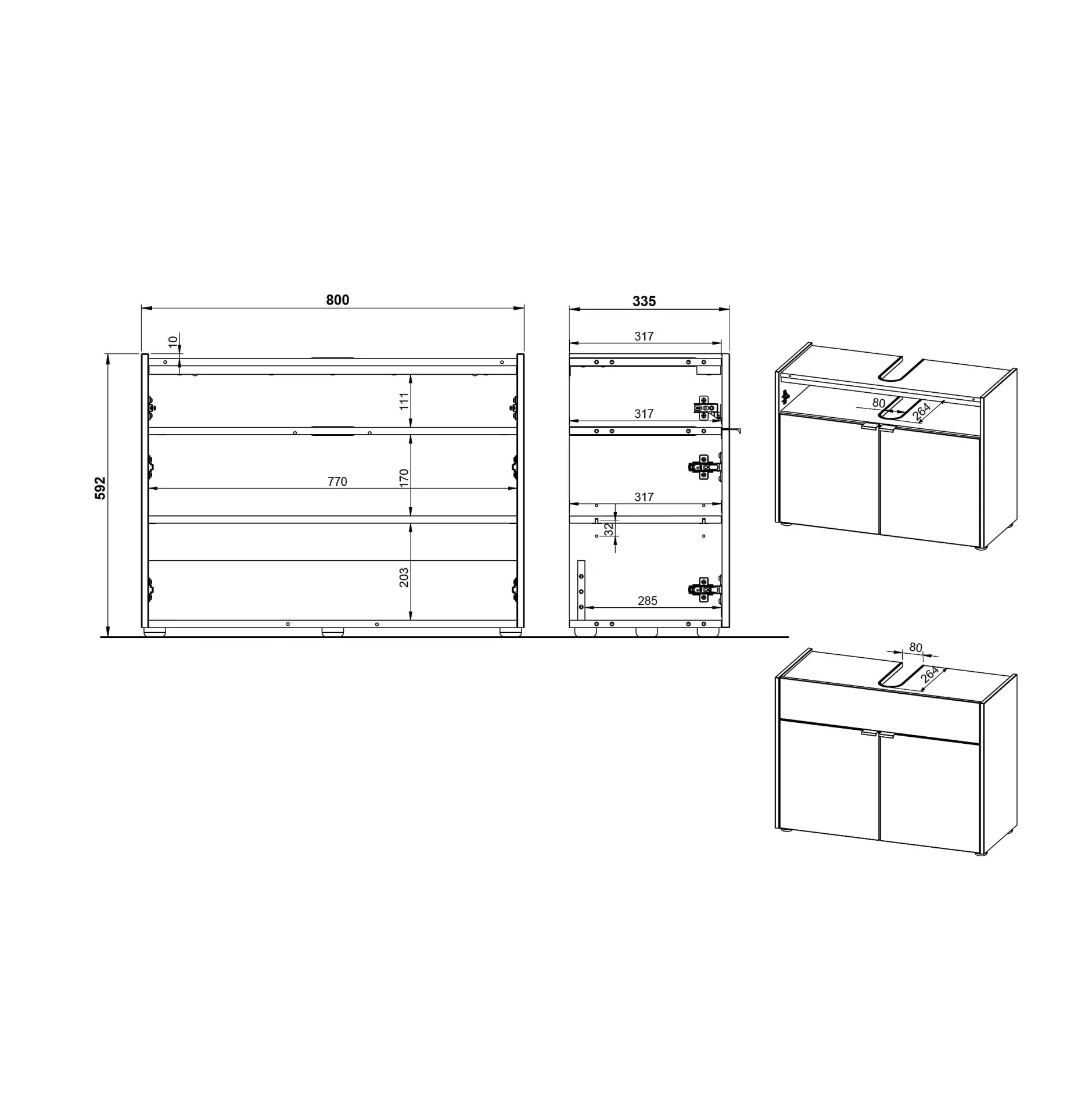 Wastafelkast Sicilia Wit Eiken^Huisenthuis
