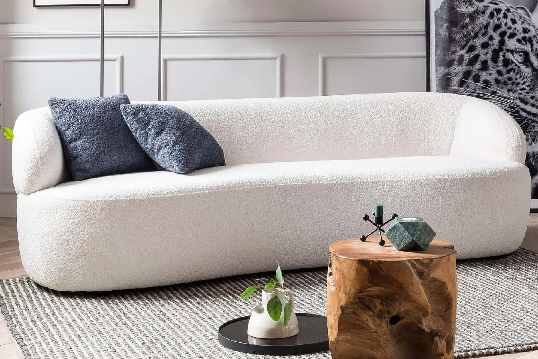 3-zits bank Pien Wit Bouclé^Huisenthuis Best